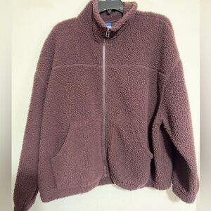 Old Navy Purple Sherpa Zip Up Teddy Jacket Sz M
